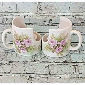 Vintage Taper Candle Holder Half Tea Cup Mug Pink